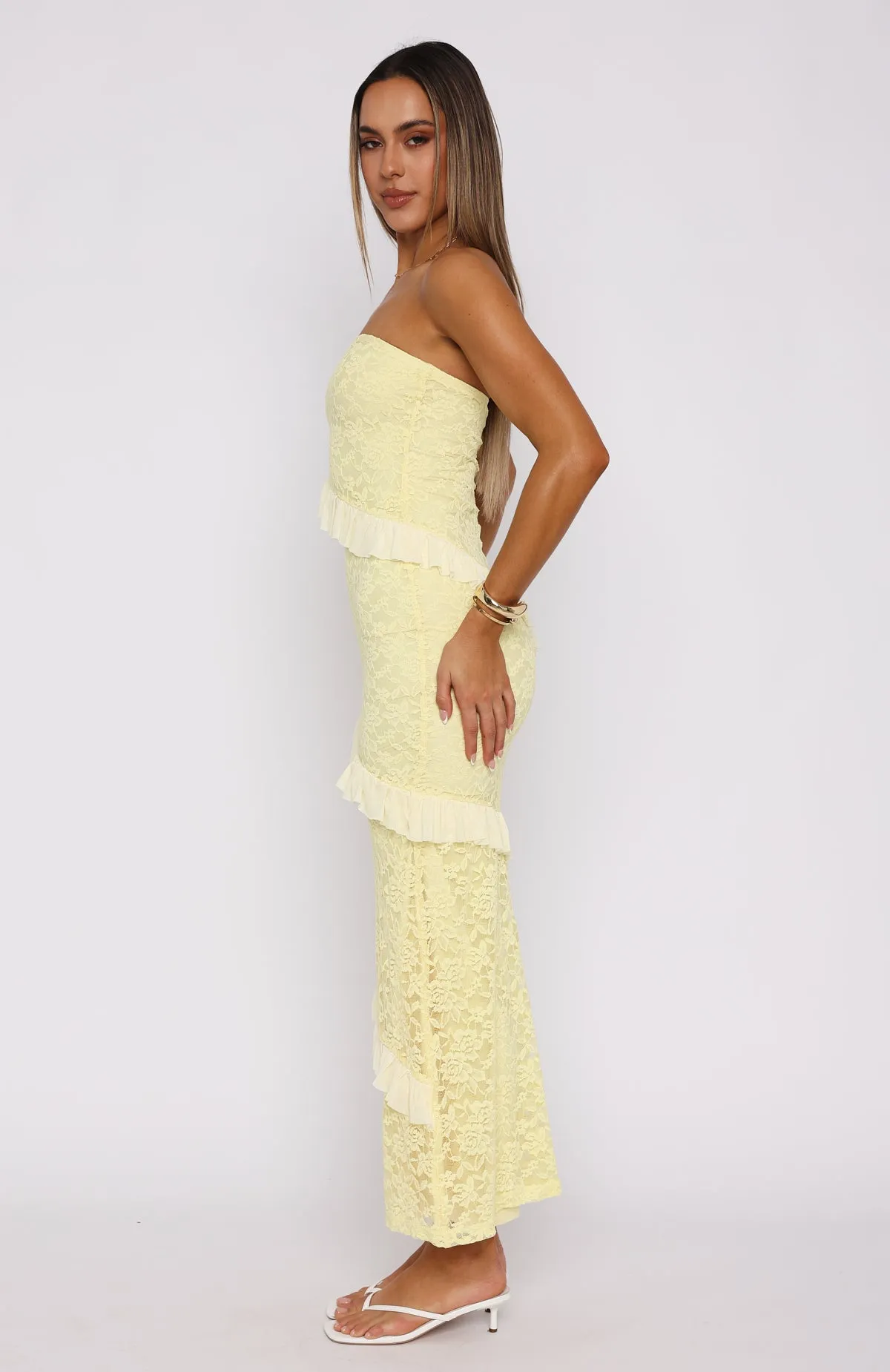 She's A Masterpiece Lace Maxi Dress Lemon sold by White Fox Boutique product image thumbnail 3