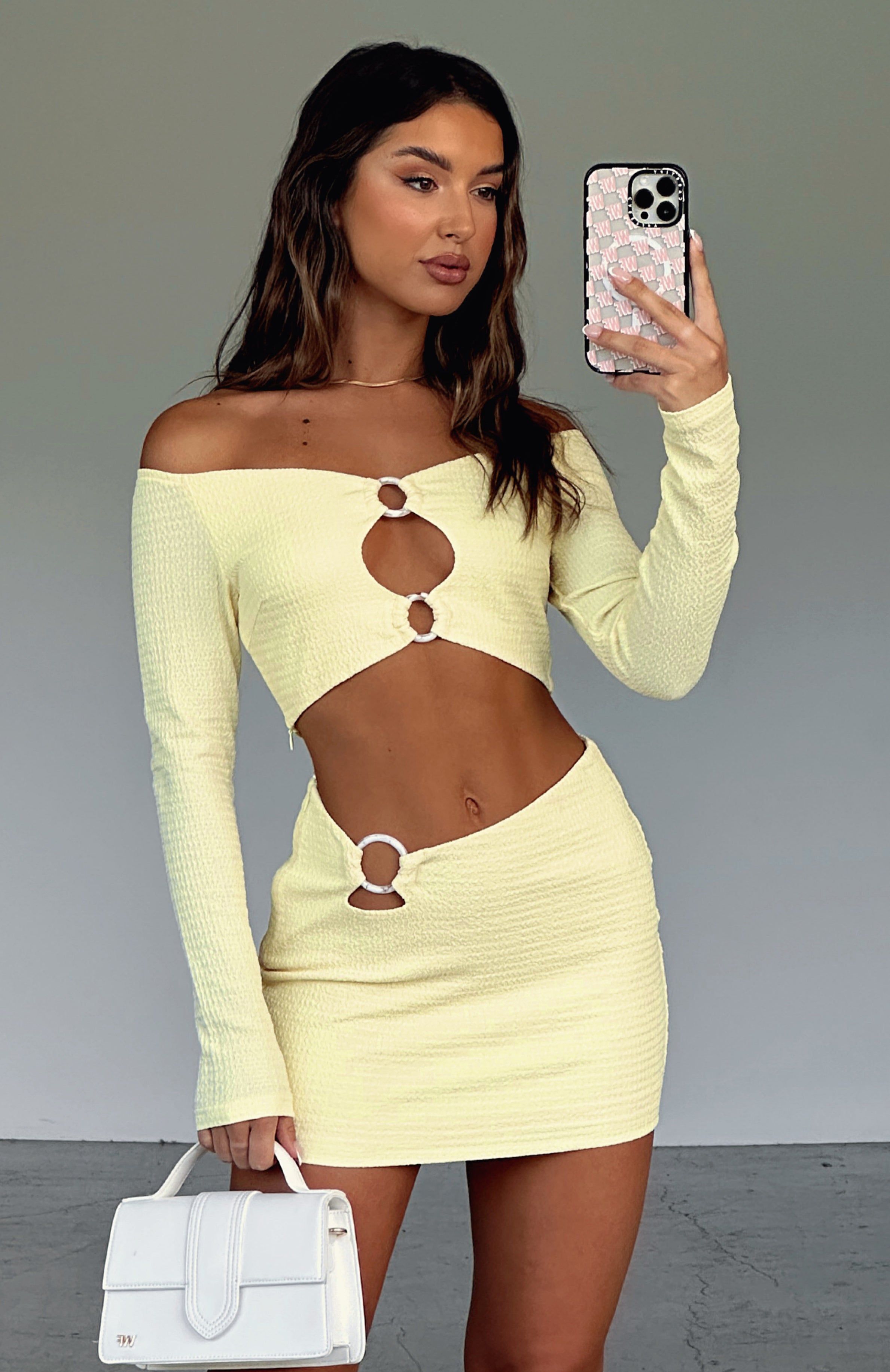 Endless Sunsets Mini Skirt Lemon sold by White Fox Boutique