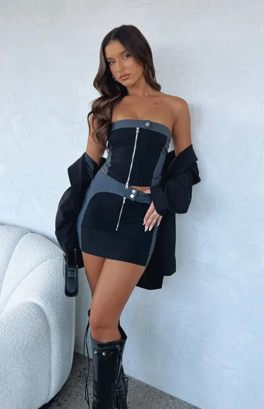 Take You Down Mini Skirt Black sold by White Fox Boutique