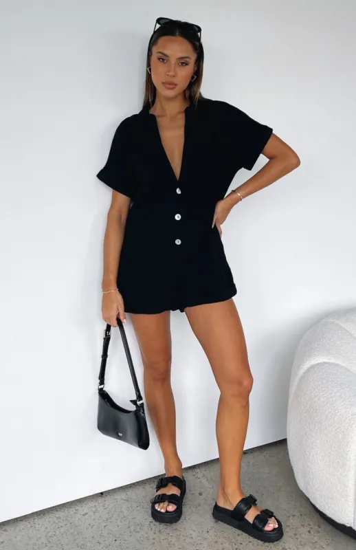 Higher Power Playsuit Black sold by White Fox Boutique