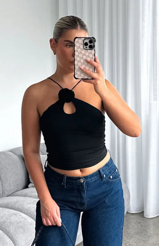 Big Decisions Rosette Top Black sold by White Fox Boutique