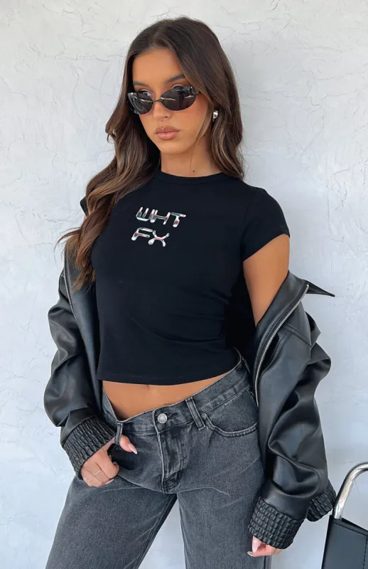 Higher Dimension Baby Tee Black sold by White Fox Boutique