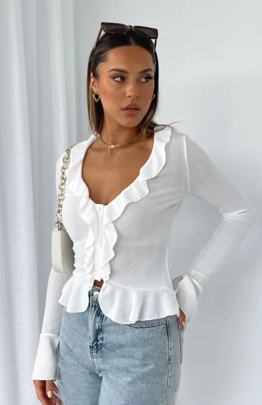 Feel My Love Long Sleeve Top White sold by White Fox Boutique