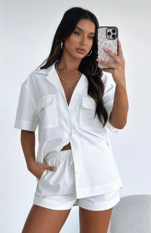 Tropical Mood Shorts White sold by White Fox Boutique