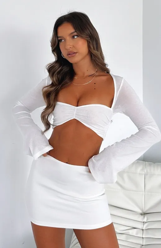 What About Me Long Sleeve Crop White sold by White Fox Boutique