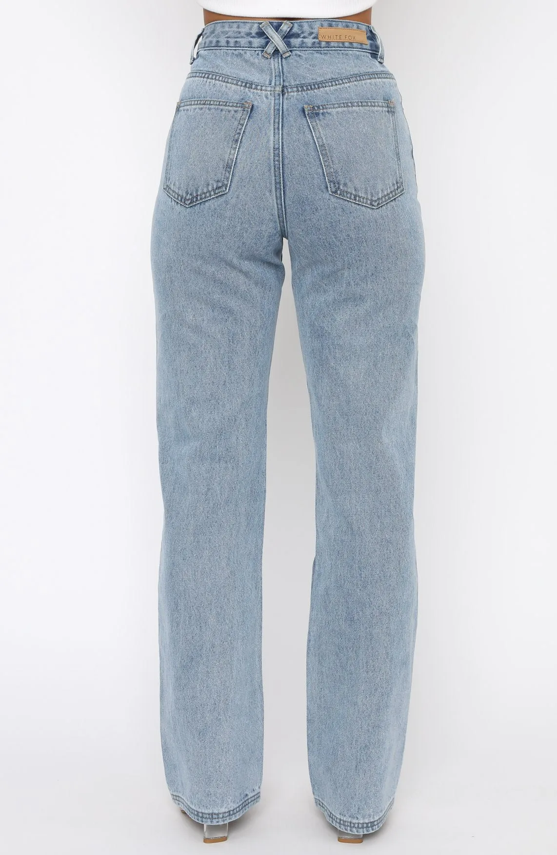 Long Way To Go High Rise Straight Leg Jeans Washed Blue sold by White Fox Boutique product image thumbnail 4
