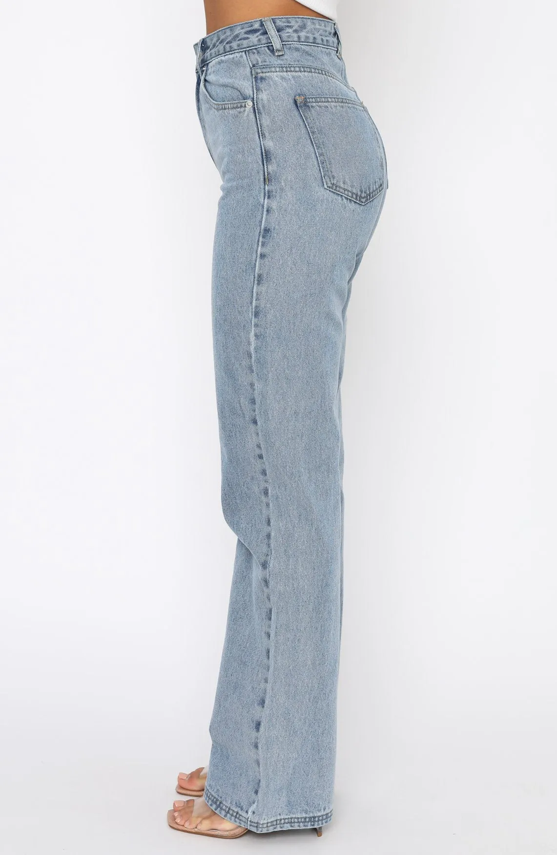 Long Way To Go High Rise Straight Leg Jeans Washed Blue sold by White Fox Boutique product image thumbnail 3