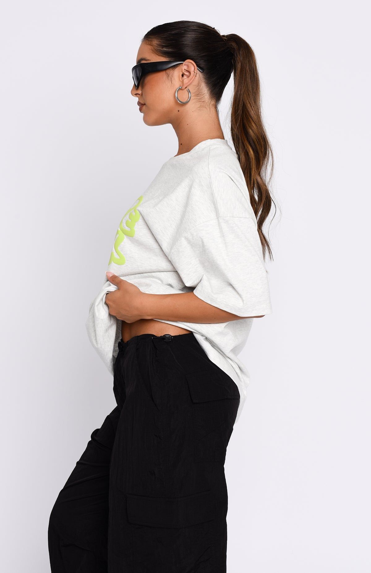 Talk It Over Oversized Tee Grey Marle sold by White Fox Boutique product image thumbnail 3