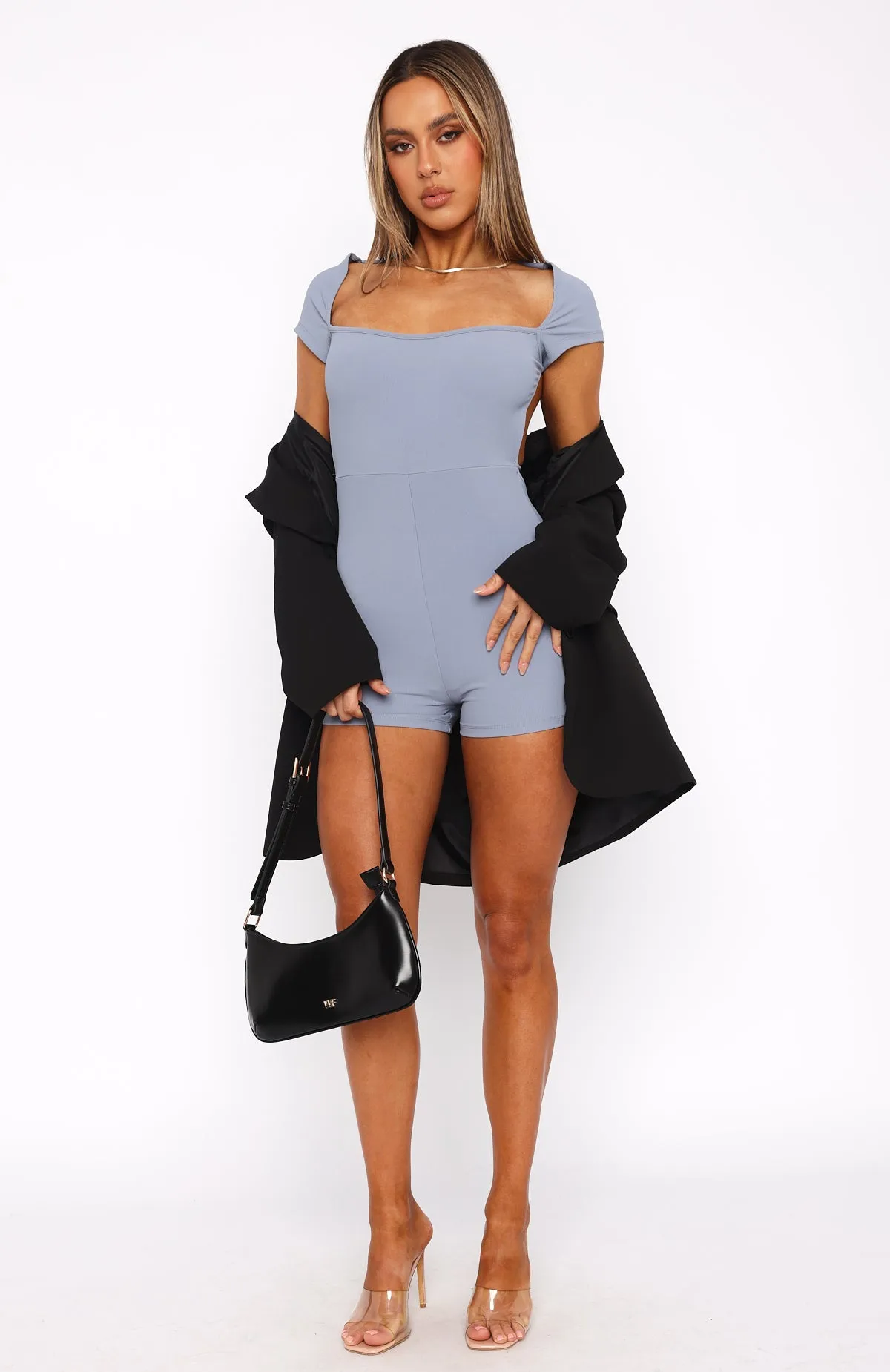 As Time Goes By Playsuit Steel sold by White Fox Boutique product image thumbnail 5