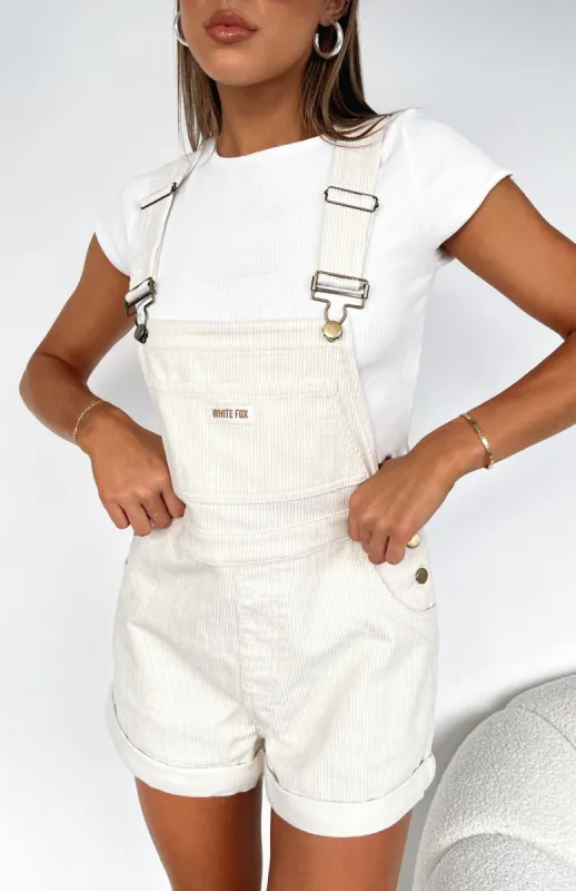 Hard To Keep Up Overalls Cream made by White Fox Boutique