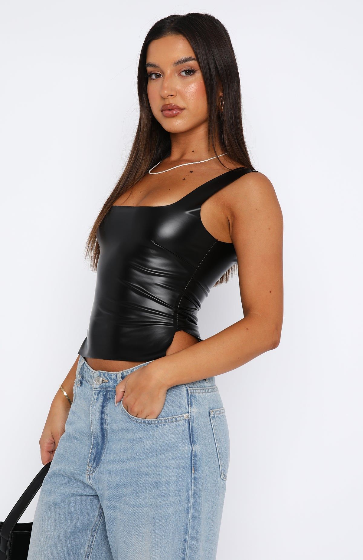 Unbothered By You Crop Black sold by White Fox Boutique product image thumbnail 3