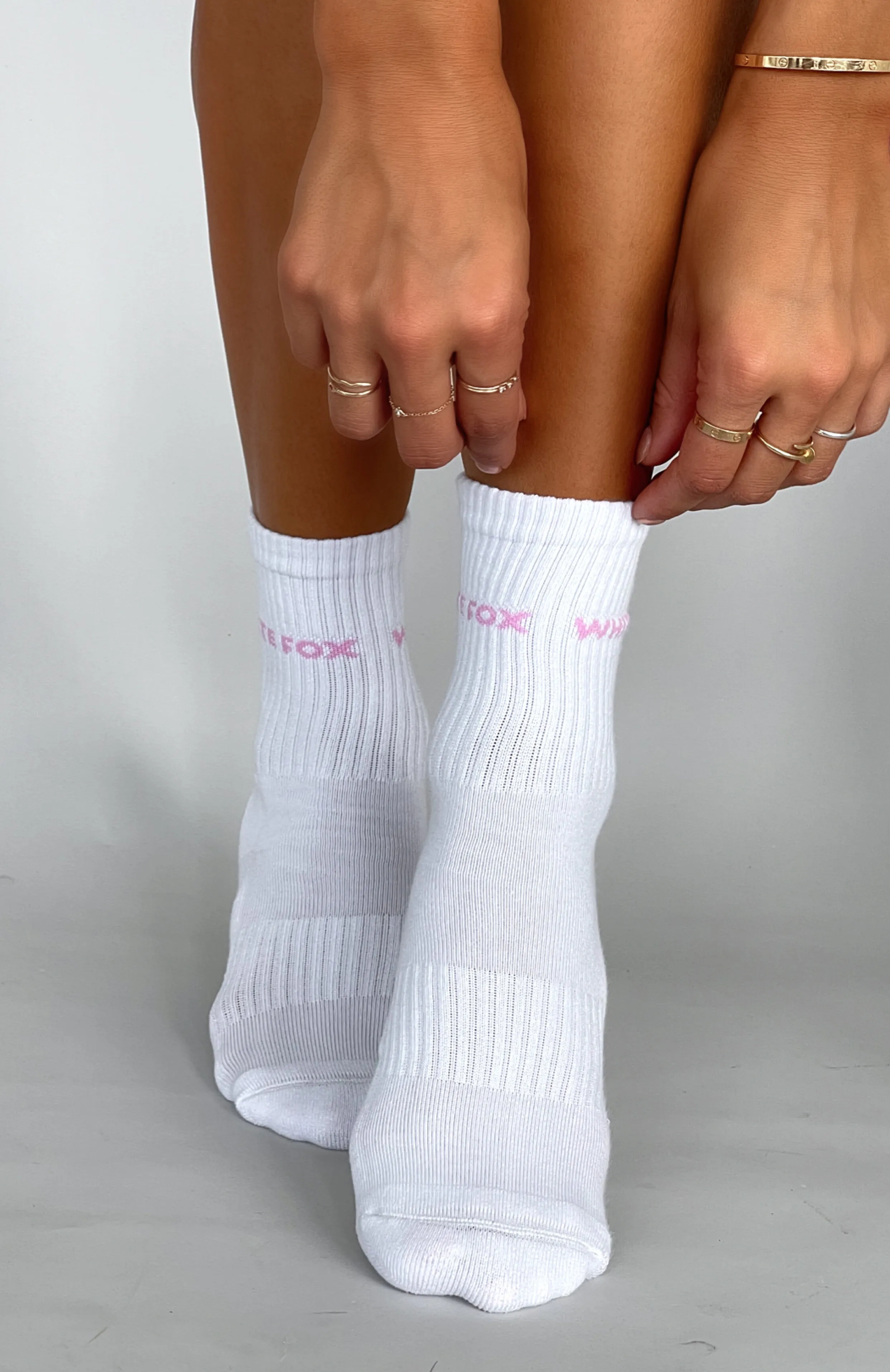 All For It Socks White/Pink sold by White Fox Boutique