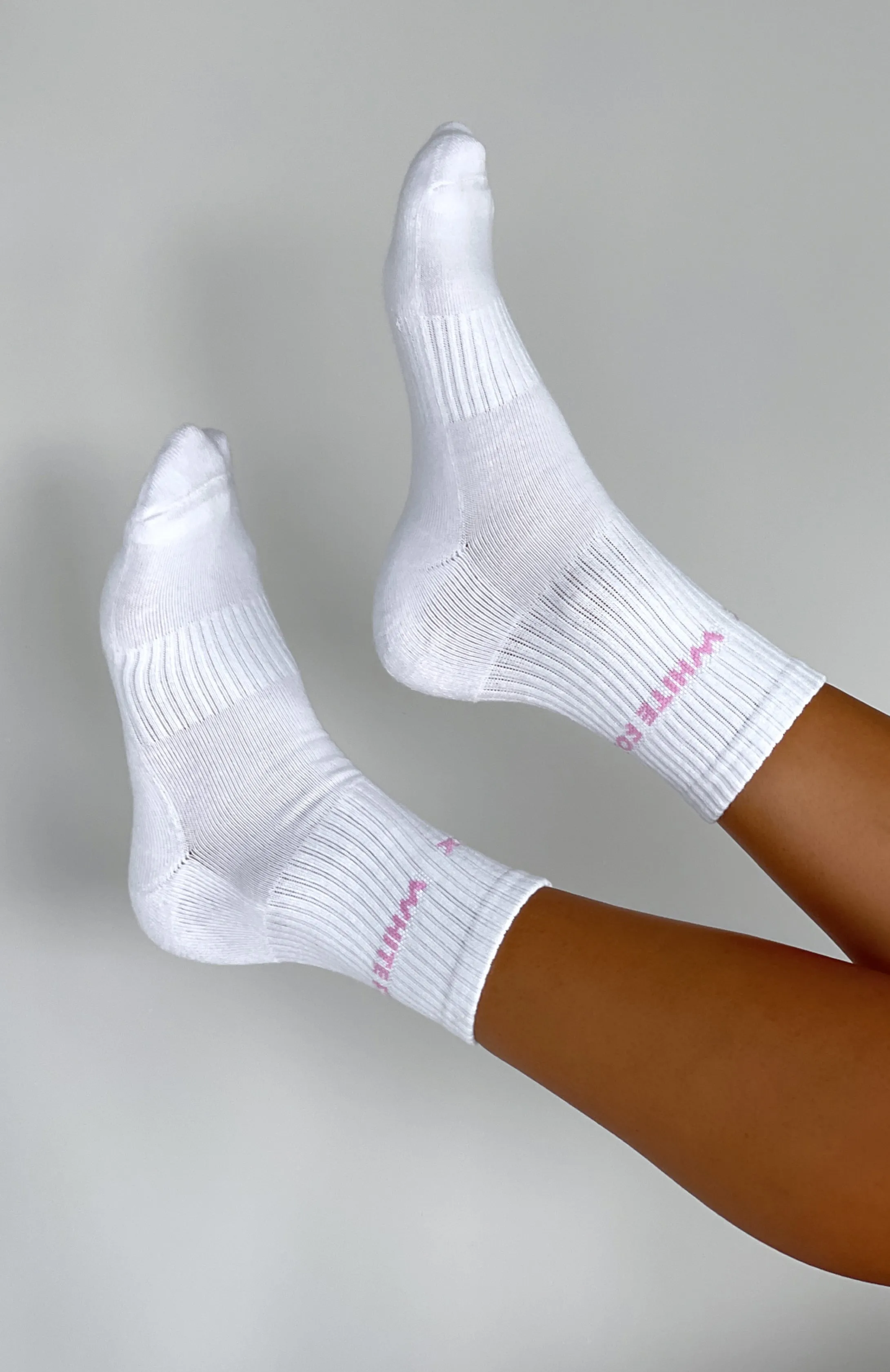 All For It Socks White/Pink sold by White Fox Boutique product image thumbnail 3