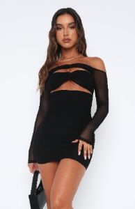 This Love Long Sleeve Mini Dress Black sold by White Fox Boutique
