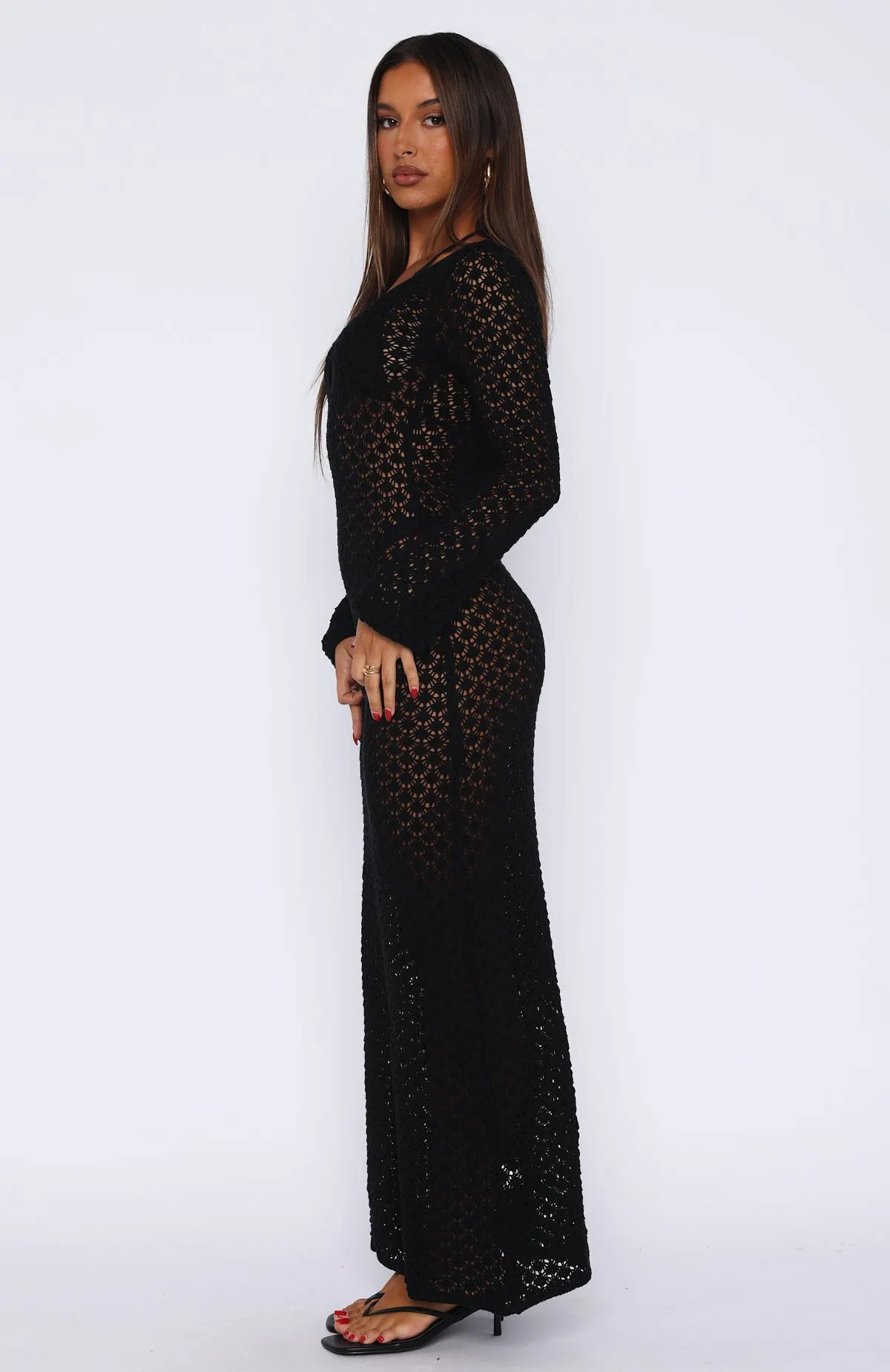 Embrace It All Long Sleeve Maxi Dress Black sold by White Fox Boutique product image thumbnail 3