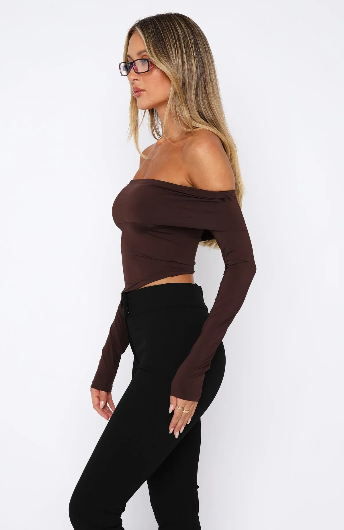 Memories Stay Long Sleeve Top Chocolate sold by White Fox Boutique product image thumbnail 3