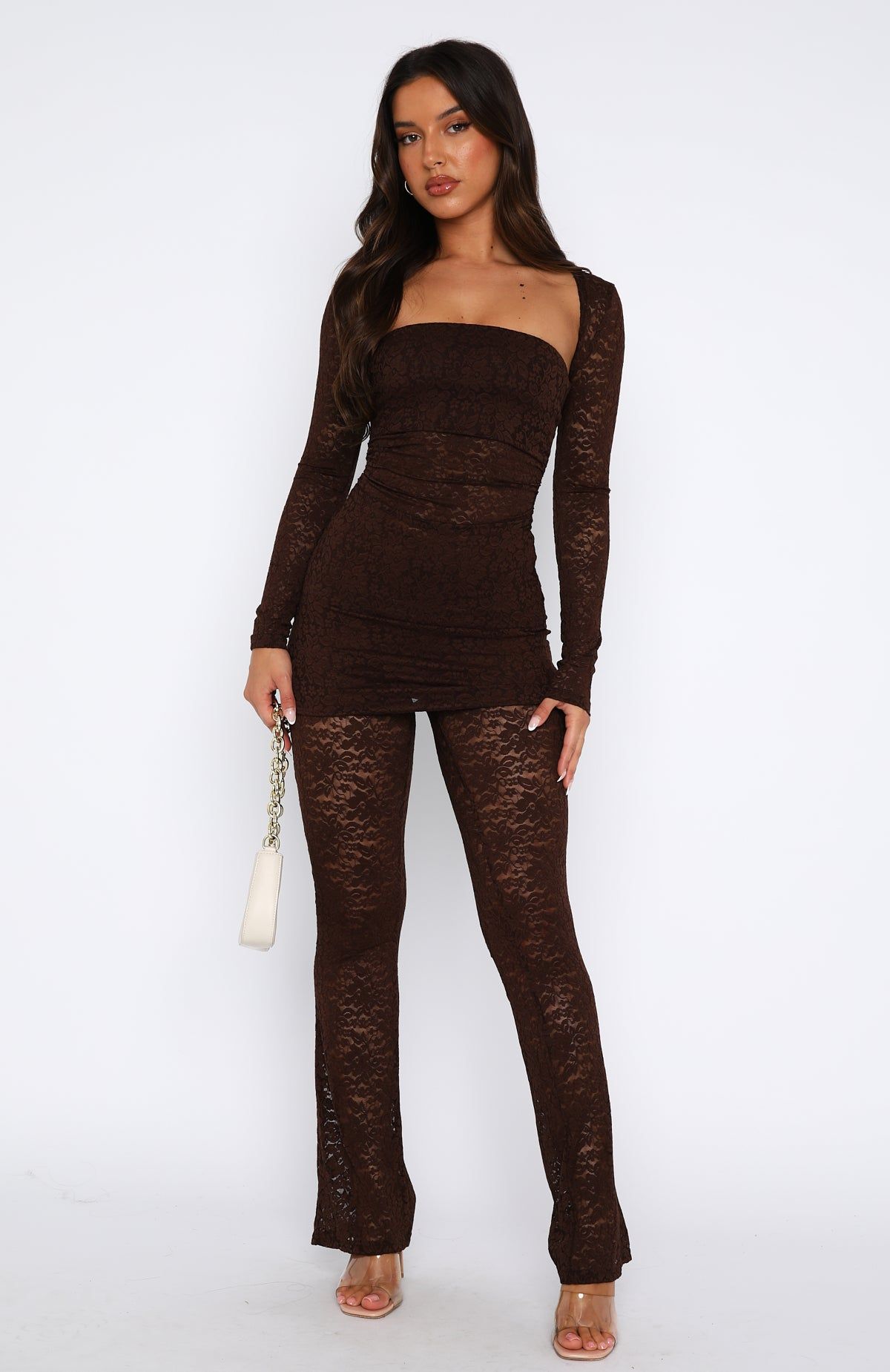 Work This Out Pant Chocolate Lace sold by White Fox Boutique product image thumbnail 2