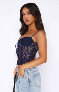 French Kiss Lace Bustier Navy sold by White Fox Boutique