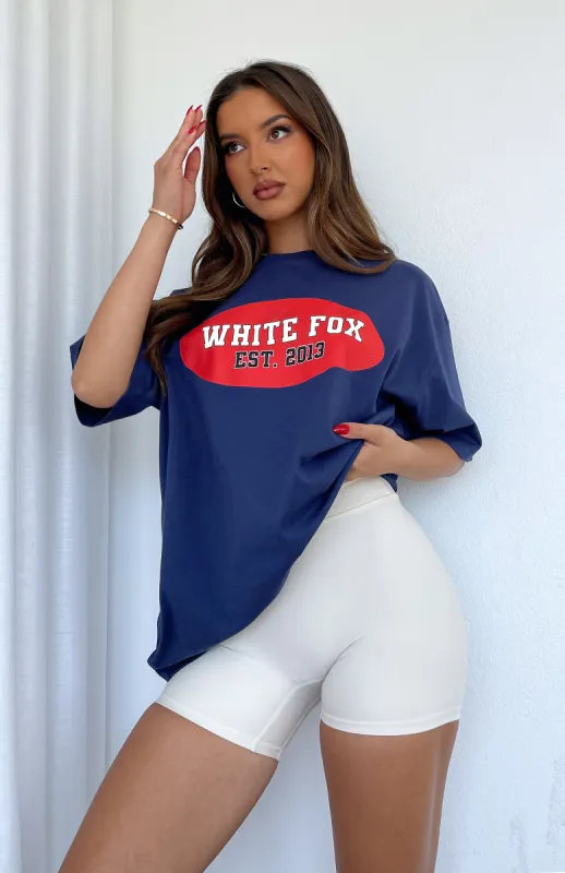 Running From You Oversized Tee Navy sold by White Fox Boutique