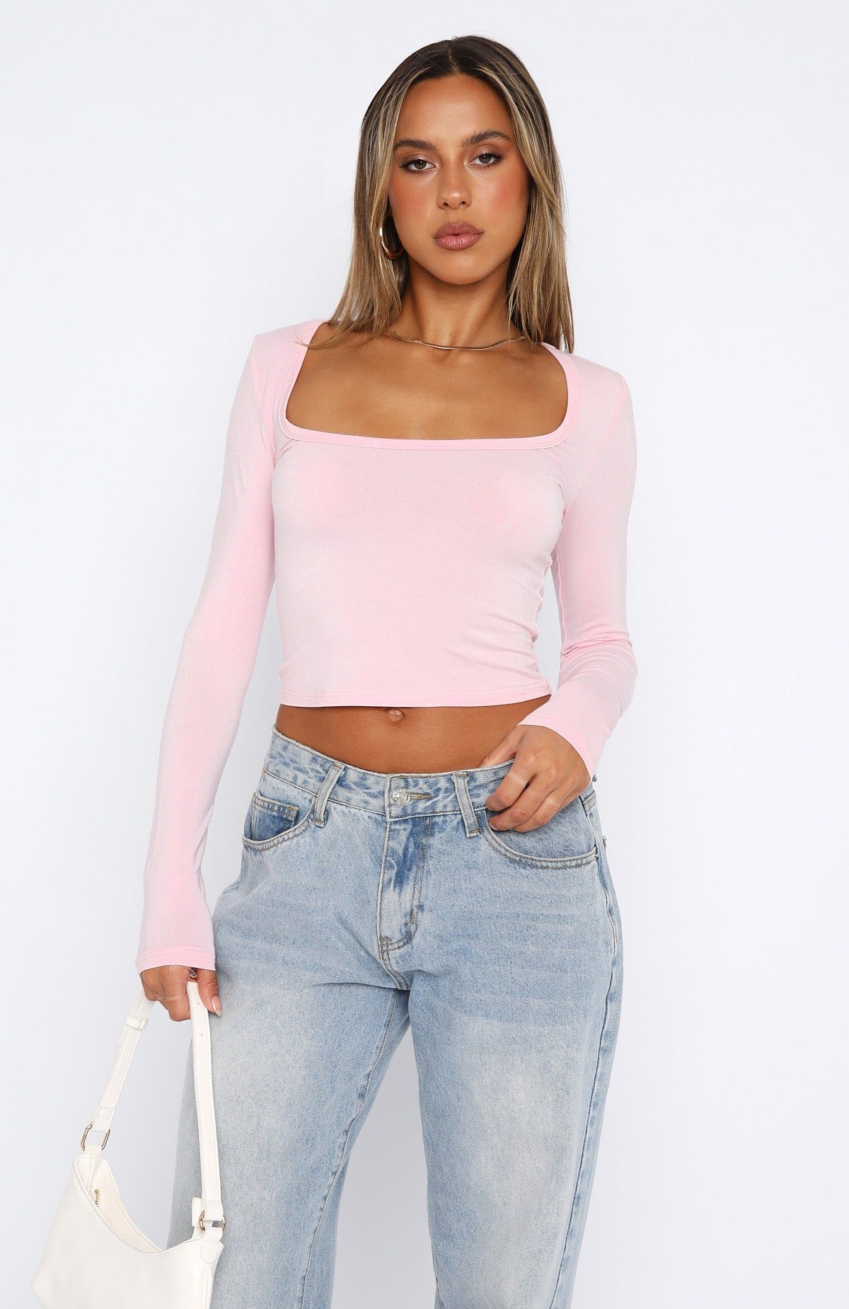 Latest Update Long Sleeve Top Baby Pink sold by White Fox Boutique product image thumbnail 2