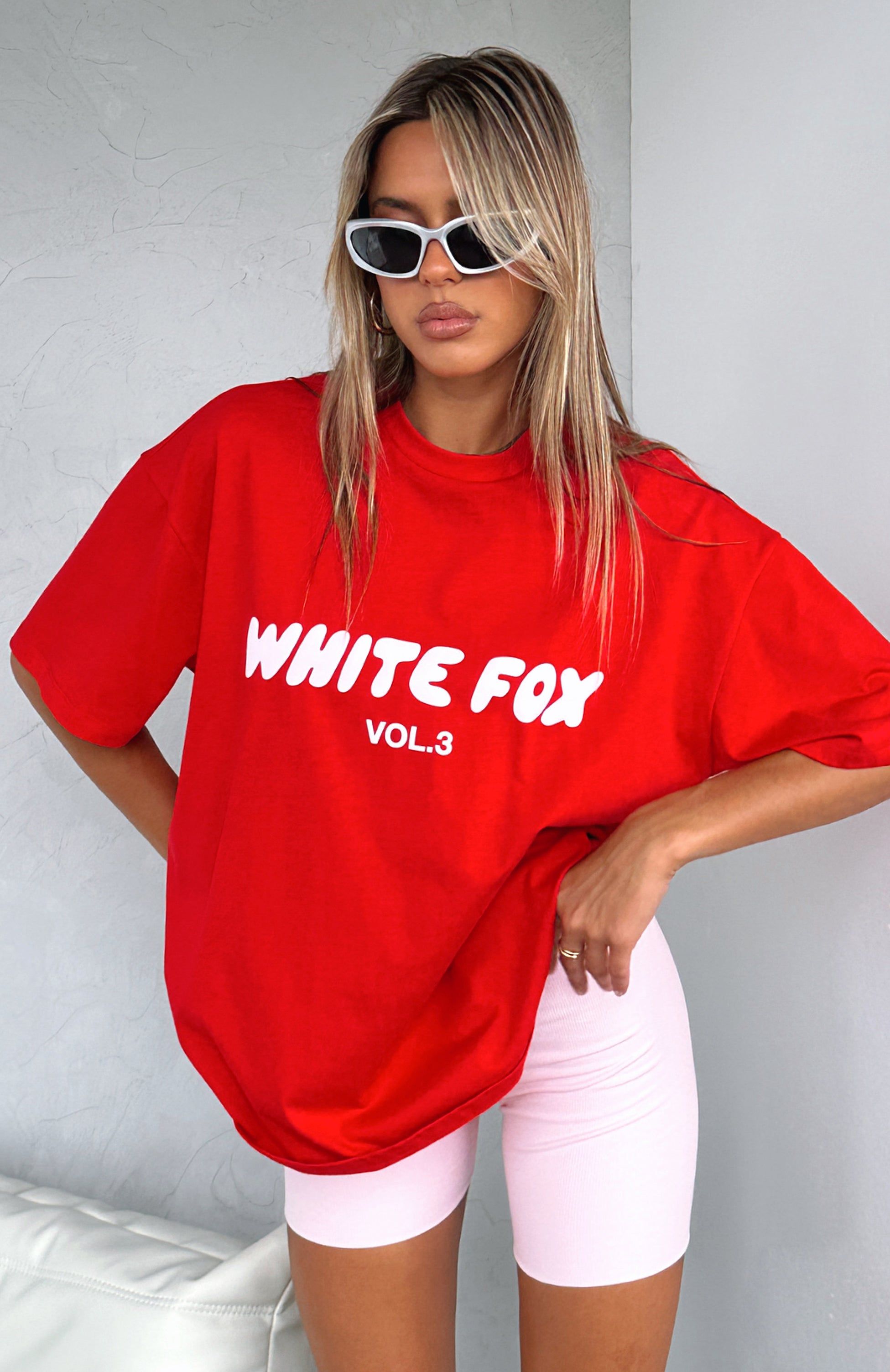 Offstage Oversized Tee Cherry sold by White Fox Boutique