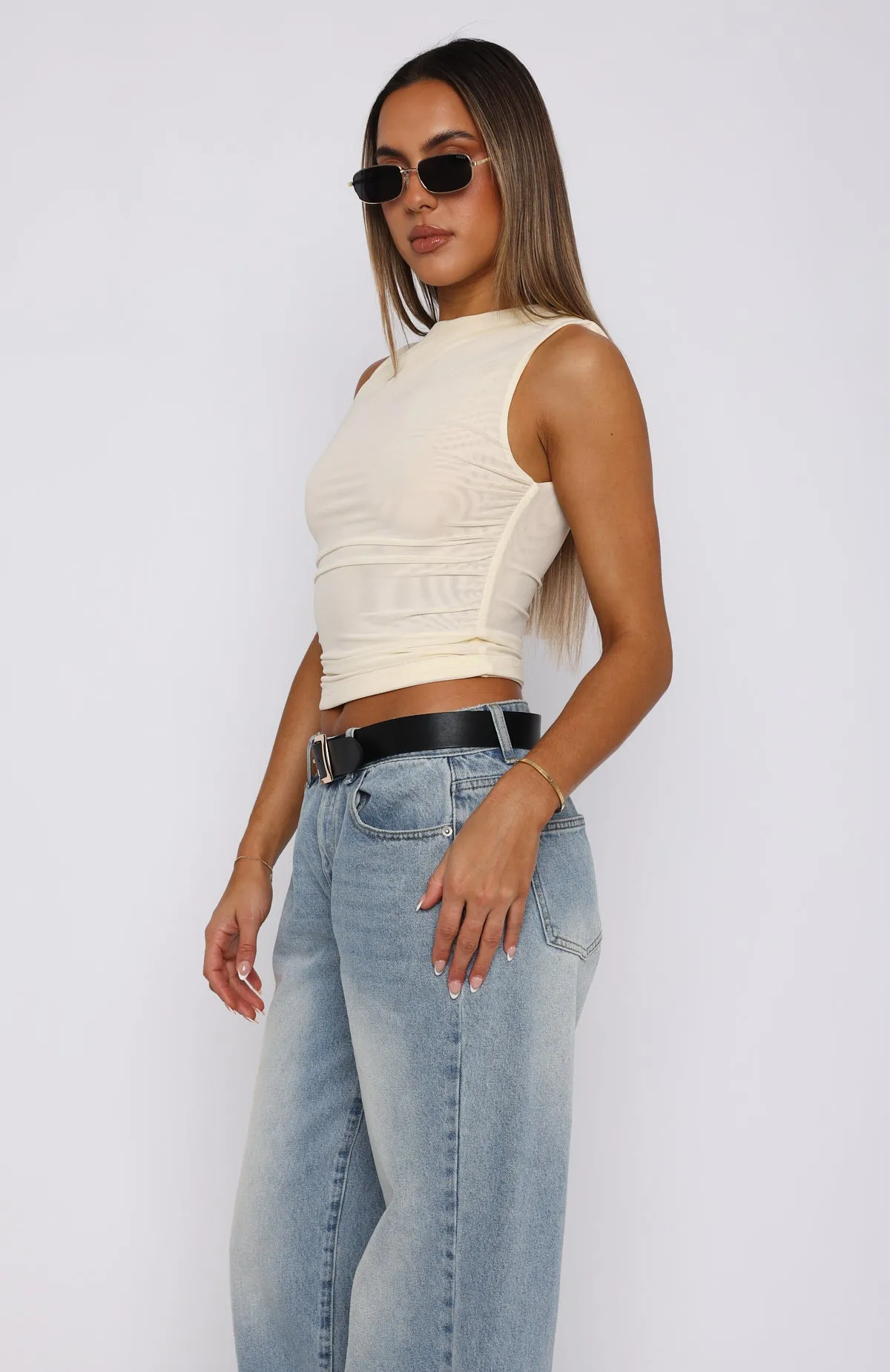 Don't Recognise You Mesh Top Cream sold by White Fox Boutique product image thumbnail 3