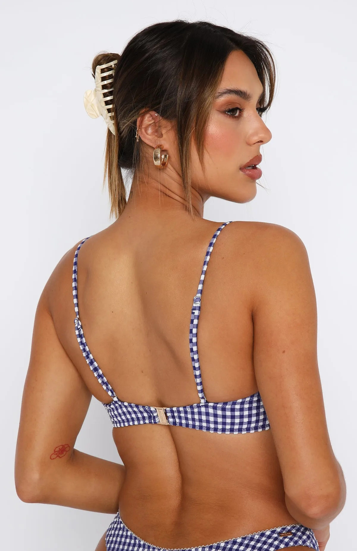 Beachside Bikini Top Blue Gingham sold by White Fox Boutique product image thumbnail 3