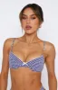 Beachside Bikini Top Blue Gingham sold by White Fox Boutique