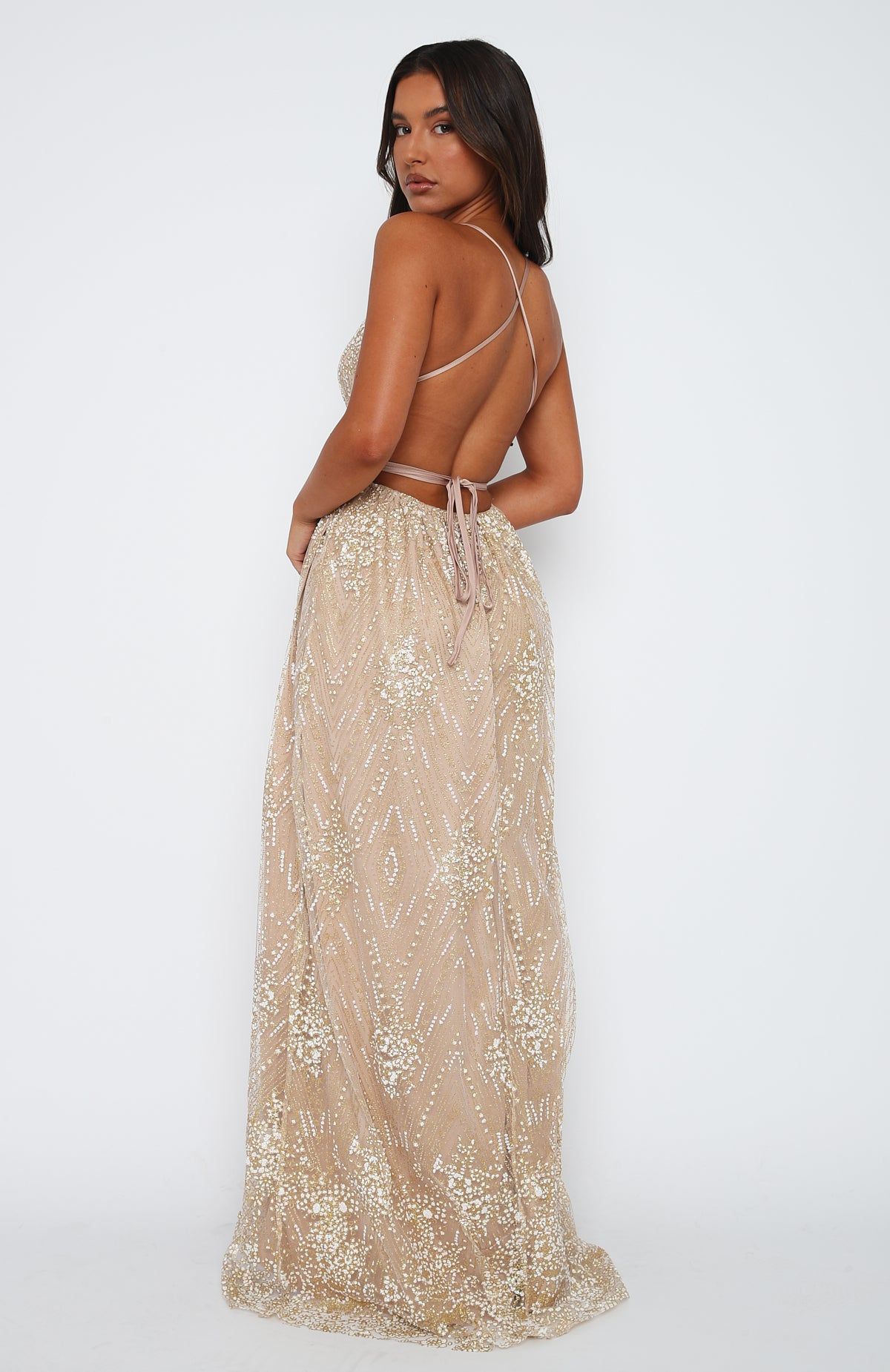 Akela Maxi Dress Gold sold by White Fox Boutique product image thumbnail 4