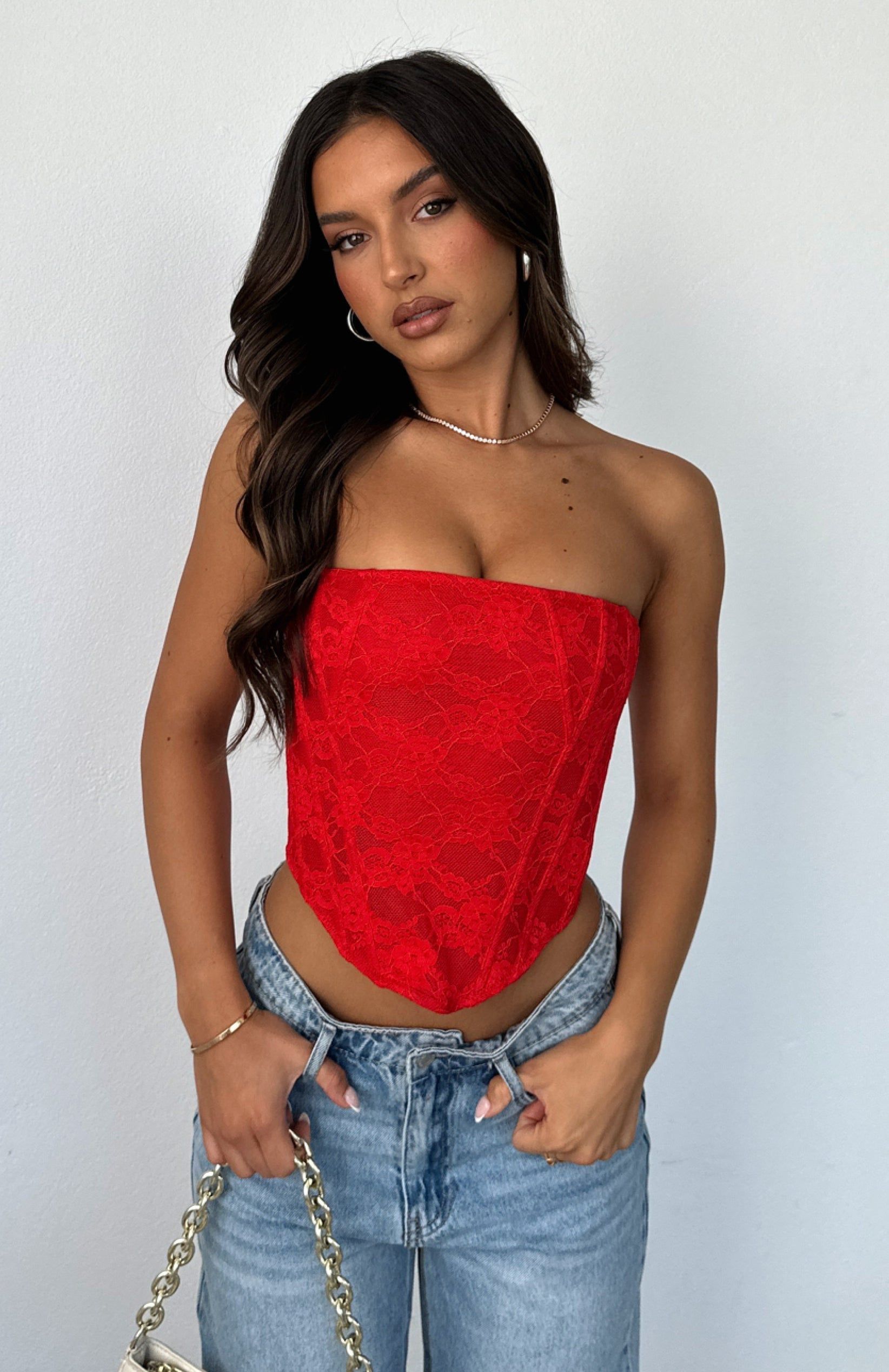 Midnight Dreams Bustier Red sold by White Fox Boutique