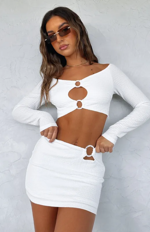 Endless Sunsets Mini Skirt White sold by White Fox Boutique