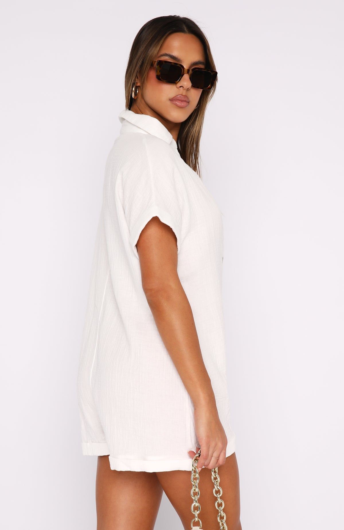 Higher Power Playsuit White sold by White Fox Boutique product image thumbnail 4