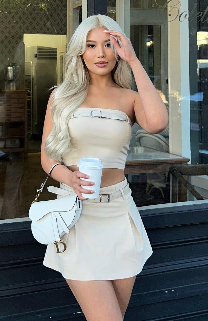 New To This Mini Skirt Beige sold by White Fox Boutique product image thumbnail 11