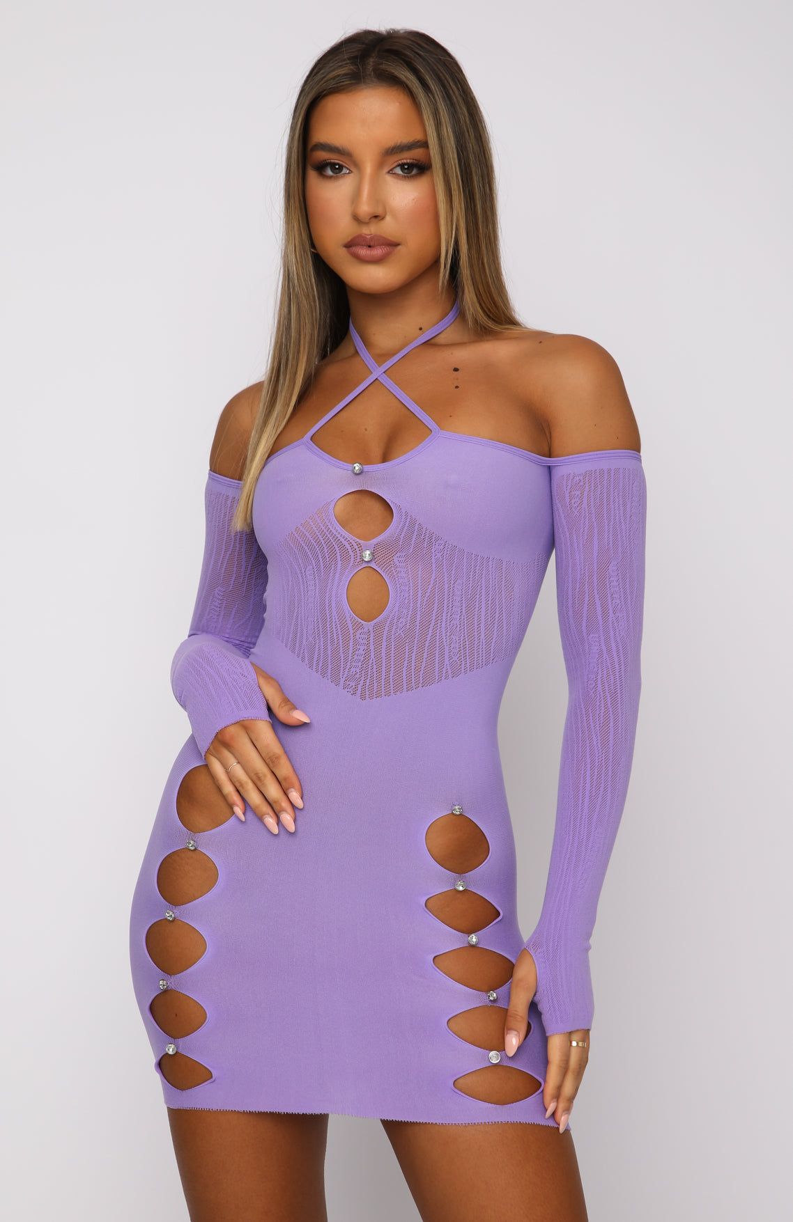 Keep On Looking Long Sleeve Mini Dress Purple sold by White Fox Boutique product image thumbnail 2