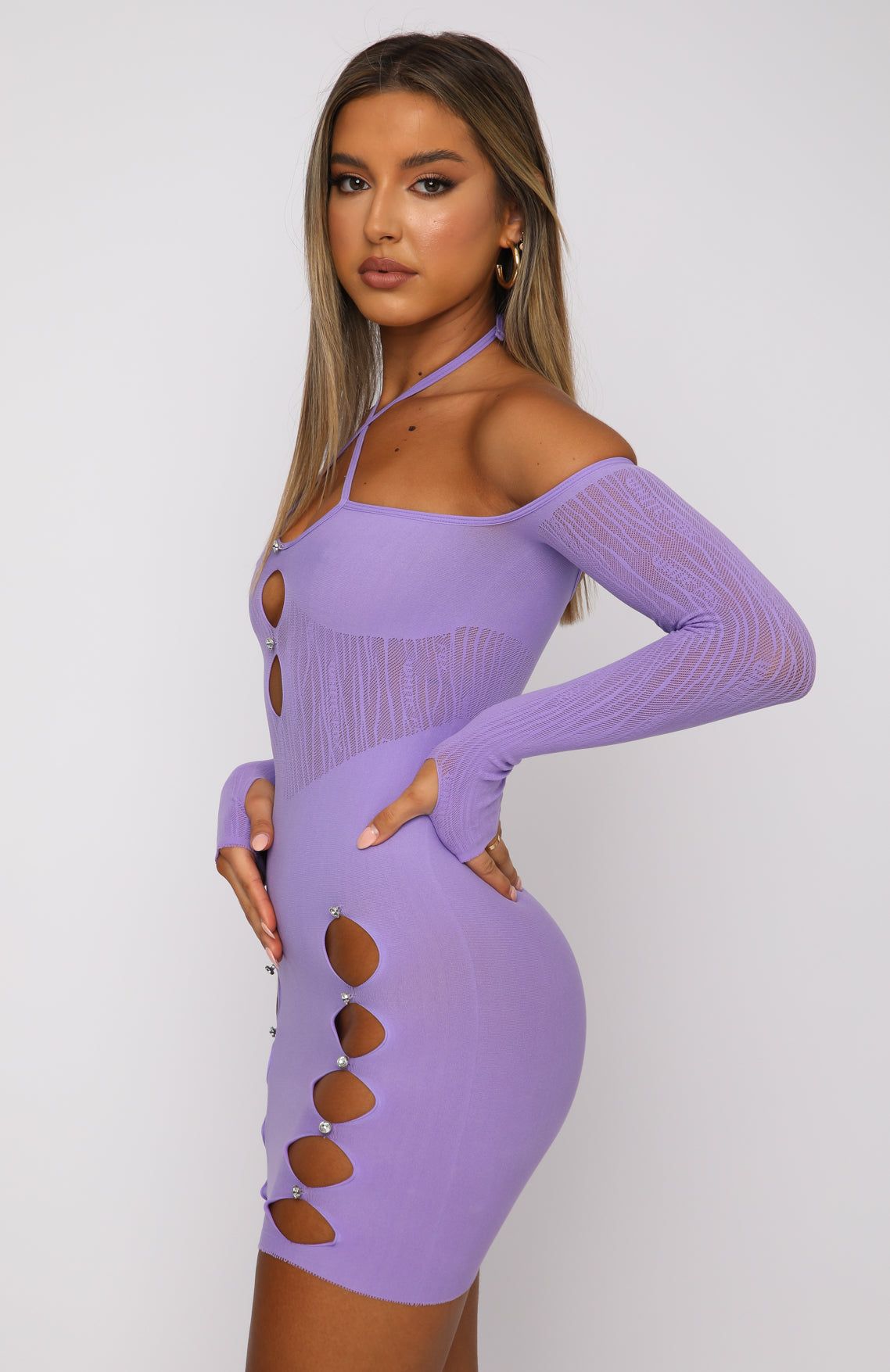 Keep On Looking Long Sleeve Mini Dress Purple sold by White Fox Boutique product image thumbnail 3