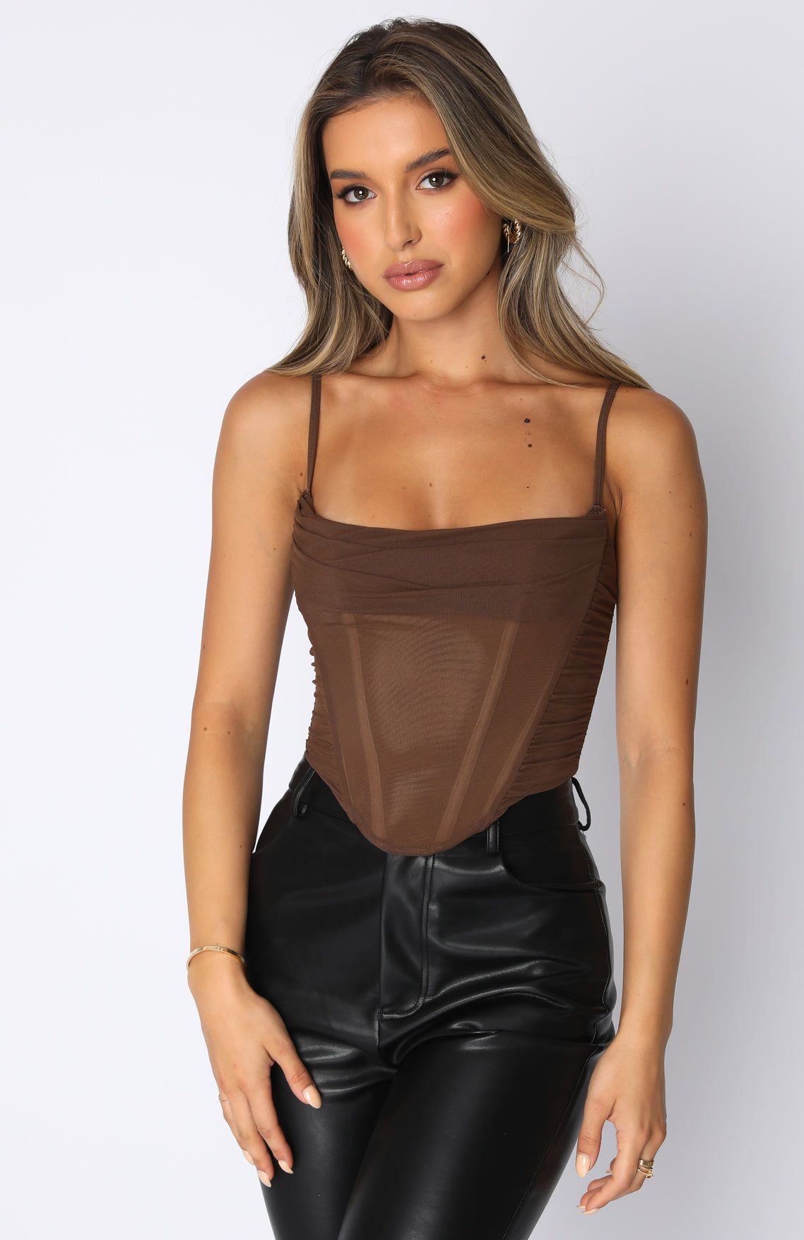 Out Of Focus Bustier Chocolate sold by White Fox Boutique product image thumbnail 2