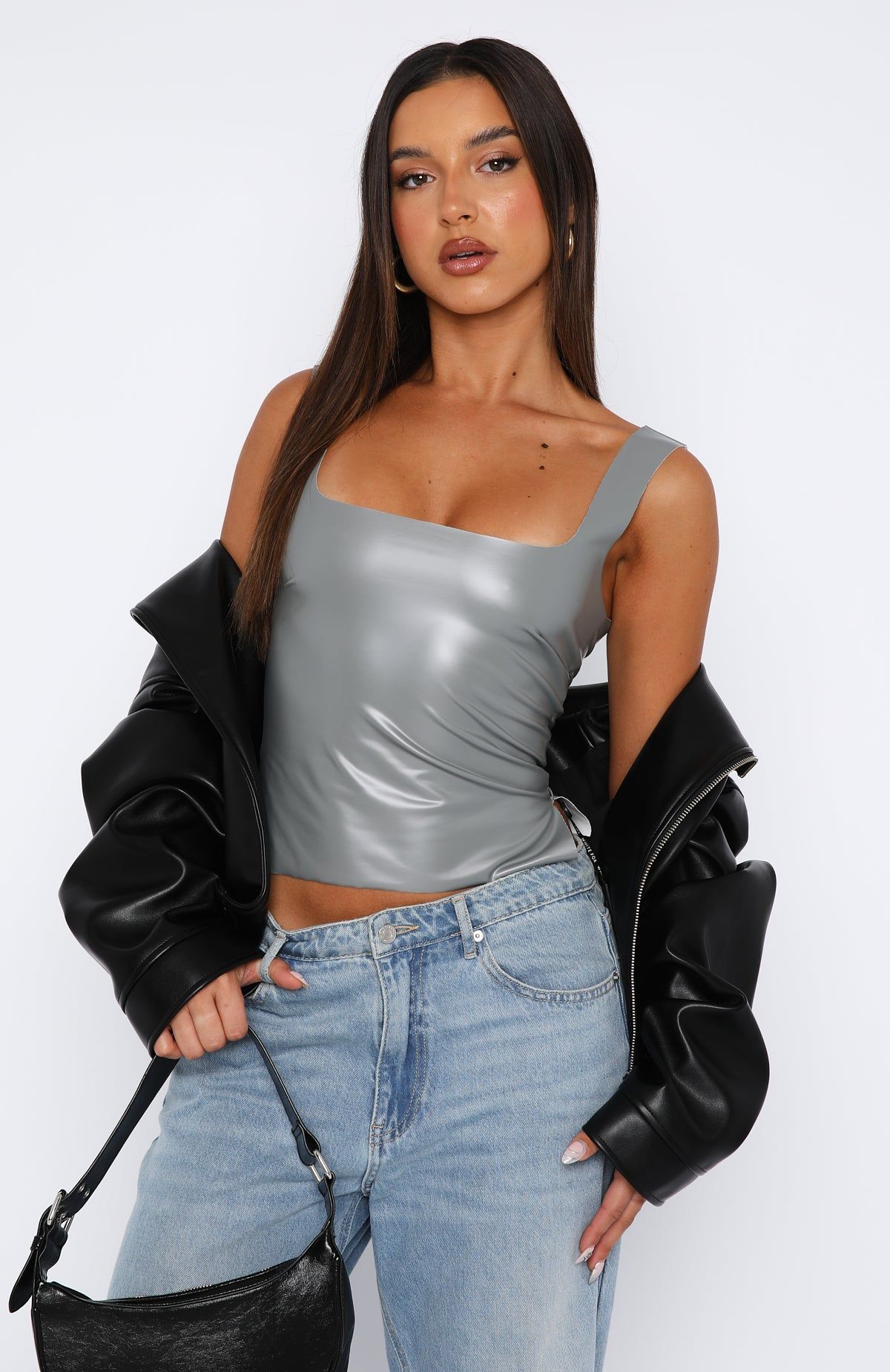 Unbothered By You Crop Grey sold by White Fox Boutique product image thumbnail 2