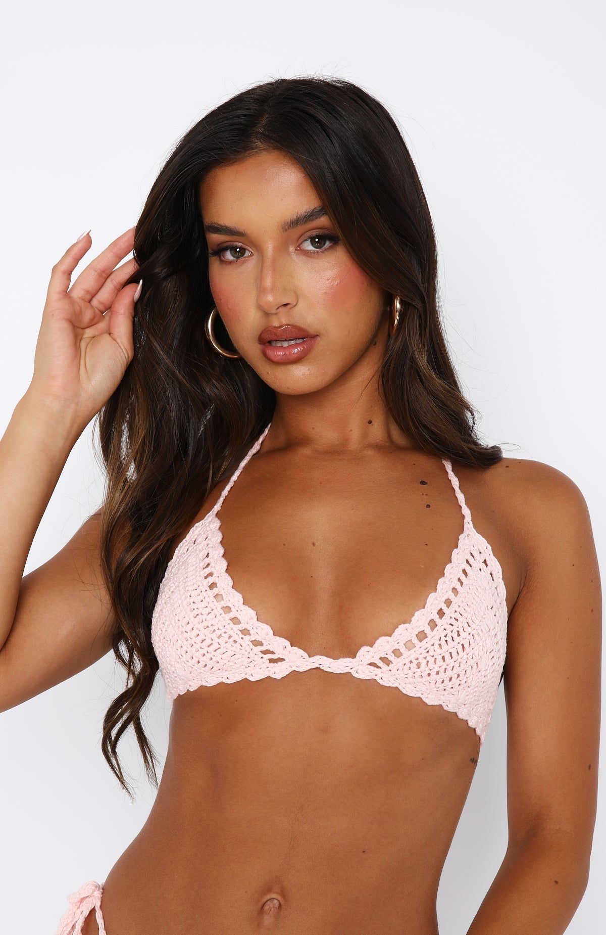Chasing Summer Crochet Bikini Top Baby Pink sold by White Fox Boutique product image thumbnail 2