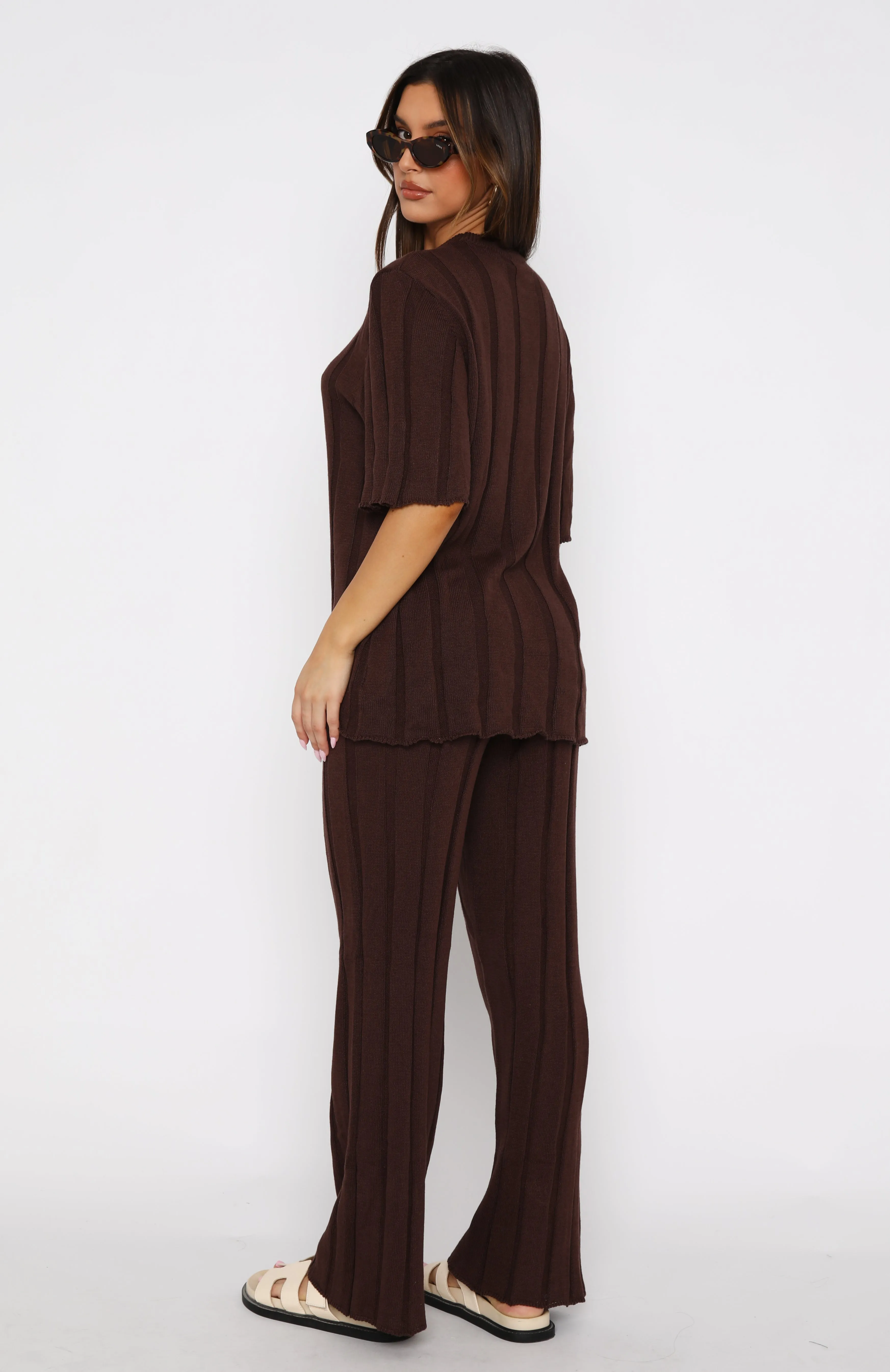 Stick To It Pants Chocolate sold by White Fox Boutique product image thumbnail 3