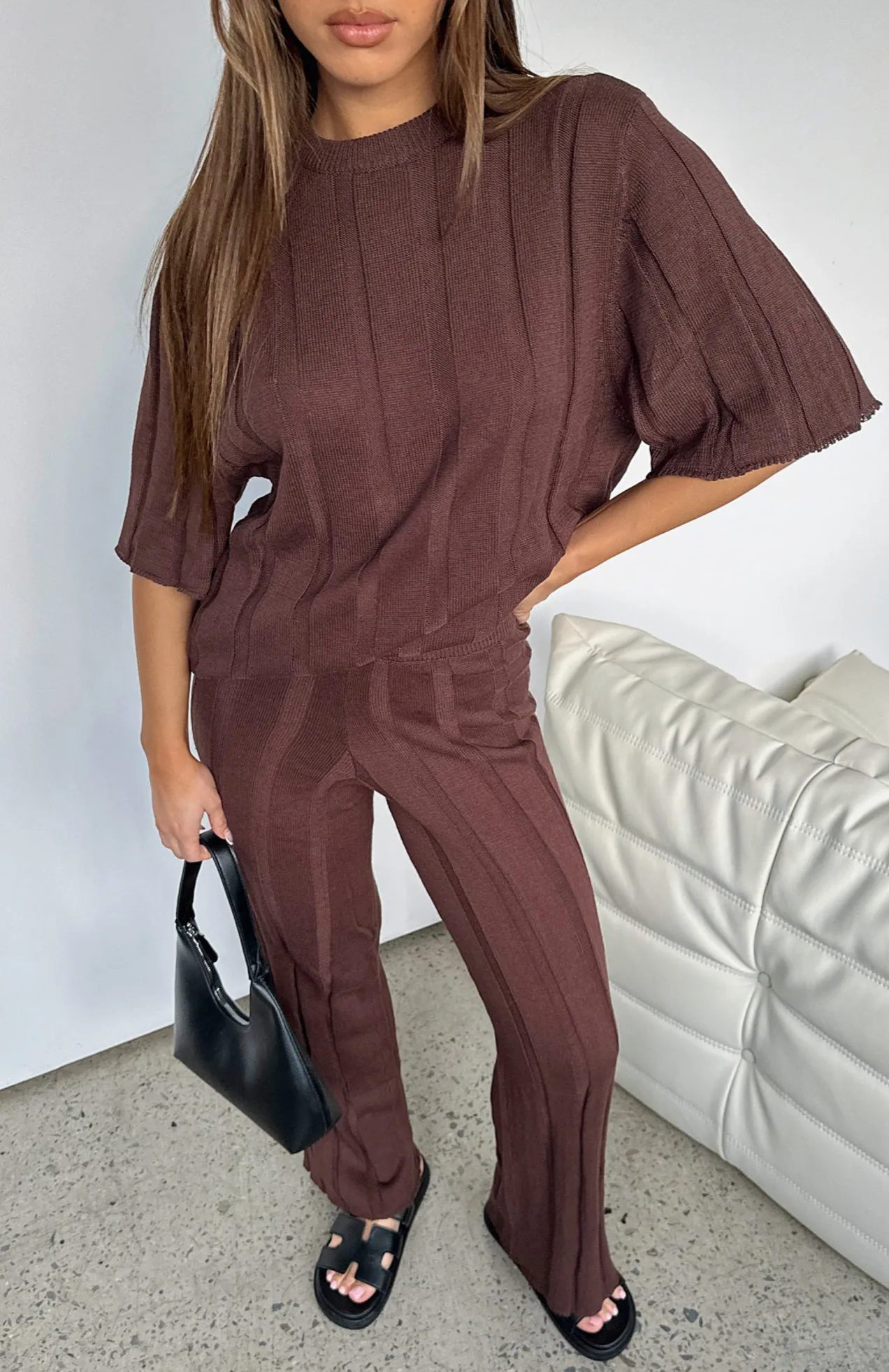 Stick To It Pants Chocolate sold by White Fox Boutique product image thumbnail 5