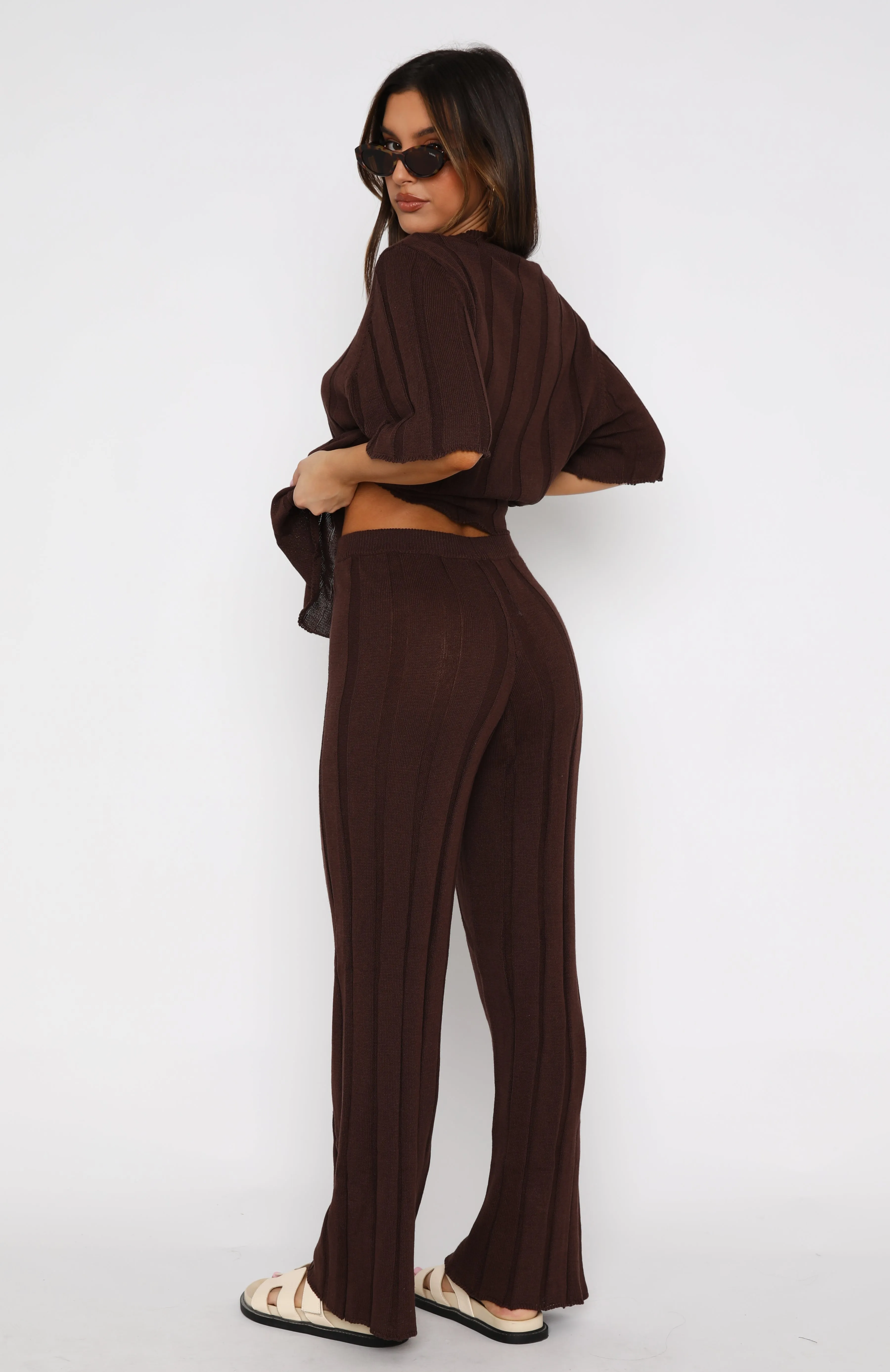 Stick To It Pants Chocolate sold by White Fox Boutique product image thumbnail 4