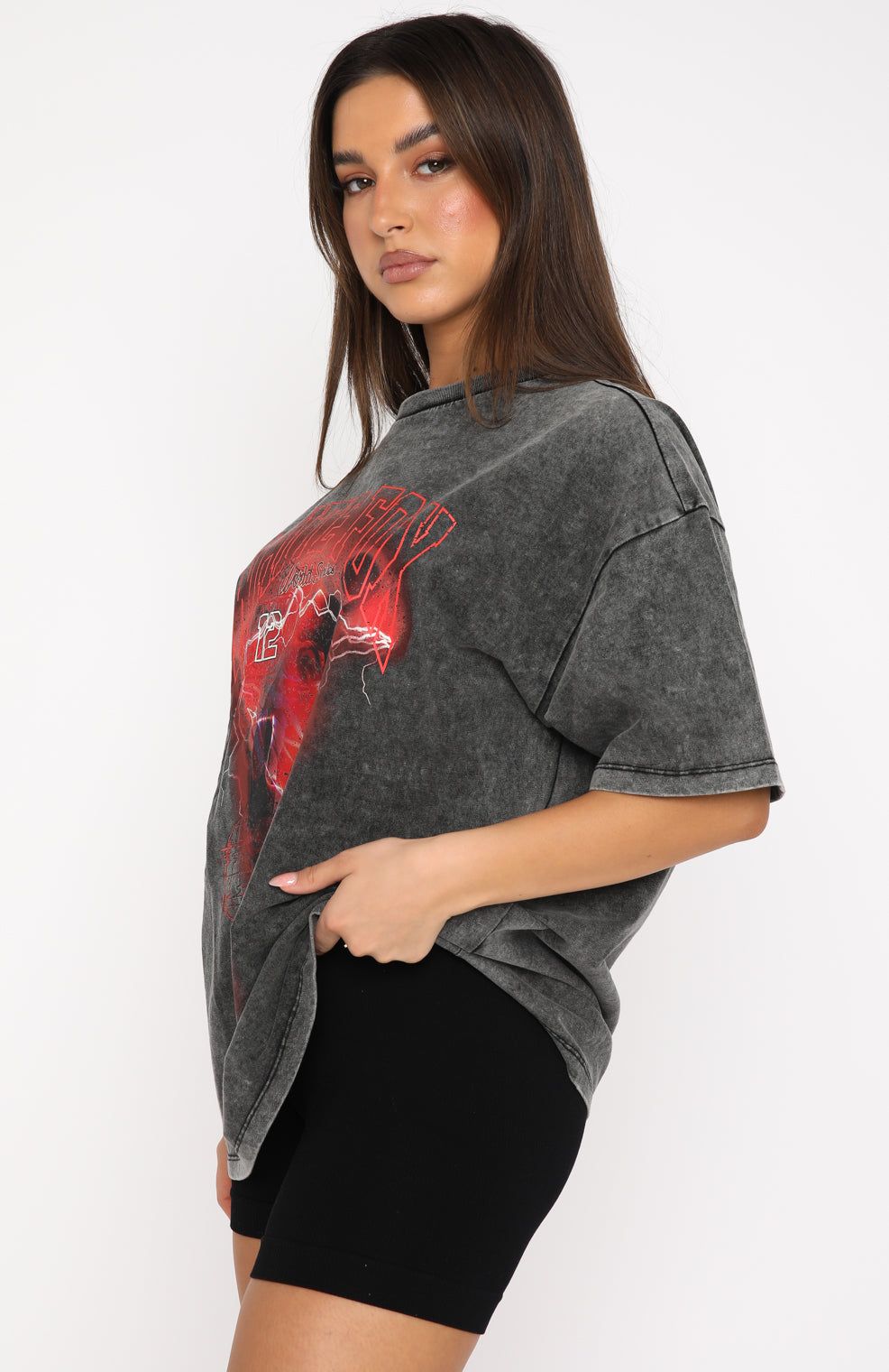 Big Moves Oversized Tee Black Acid Wash sold by White Fox Boutique product image thumbnail 3