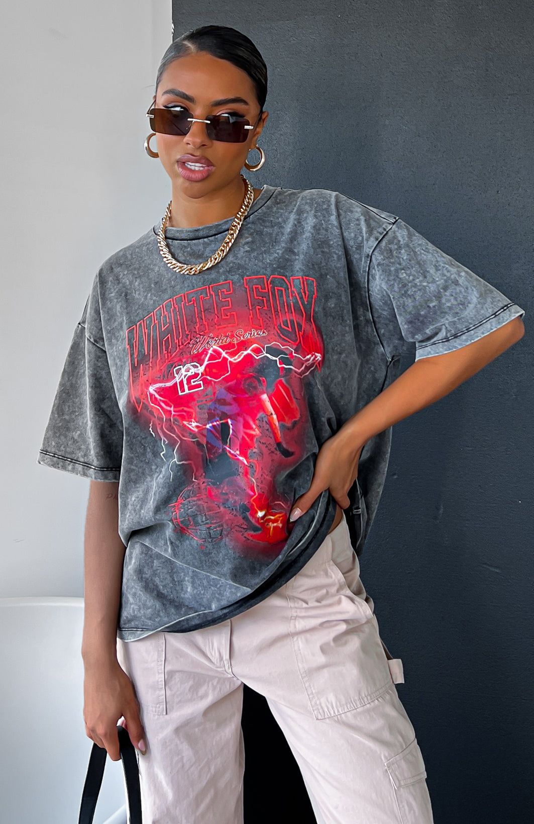 Big Moves Oversized Tee Black Acid Wash sold by White Fox Boutique