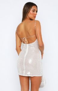 Never Late Mini Dress Champagne sold by White Fox Boutique