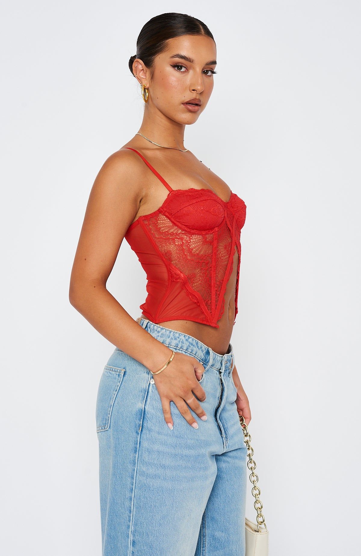 Short And Sweet Lace Bustier Red sold by White Fox Boutique product image thumbnail 3