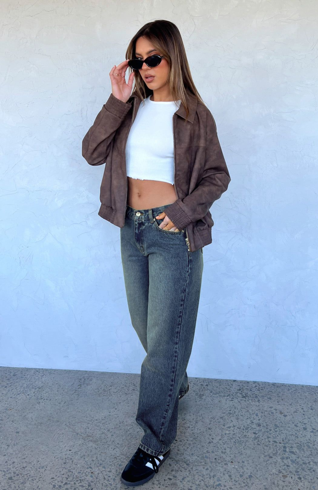 What You Don't See Low Rise Straight Leg Jeans Brown Blue Acid Wash sold by White Fox Boutique product image thumbnail 5