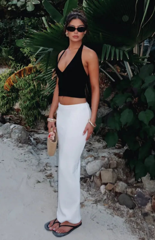 Flirtatious Ribbed Maxi Skirt White sold by White Fox Boutique