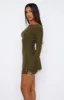 Excuse Me Miss Long Sleeve Mini Dress Olive sold by White Fox Boutique