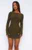 Excuse Me Miss Long Sleeve Mini Dress Olive sold by White Fox Boutique