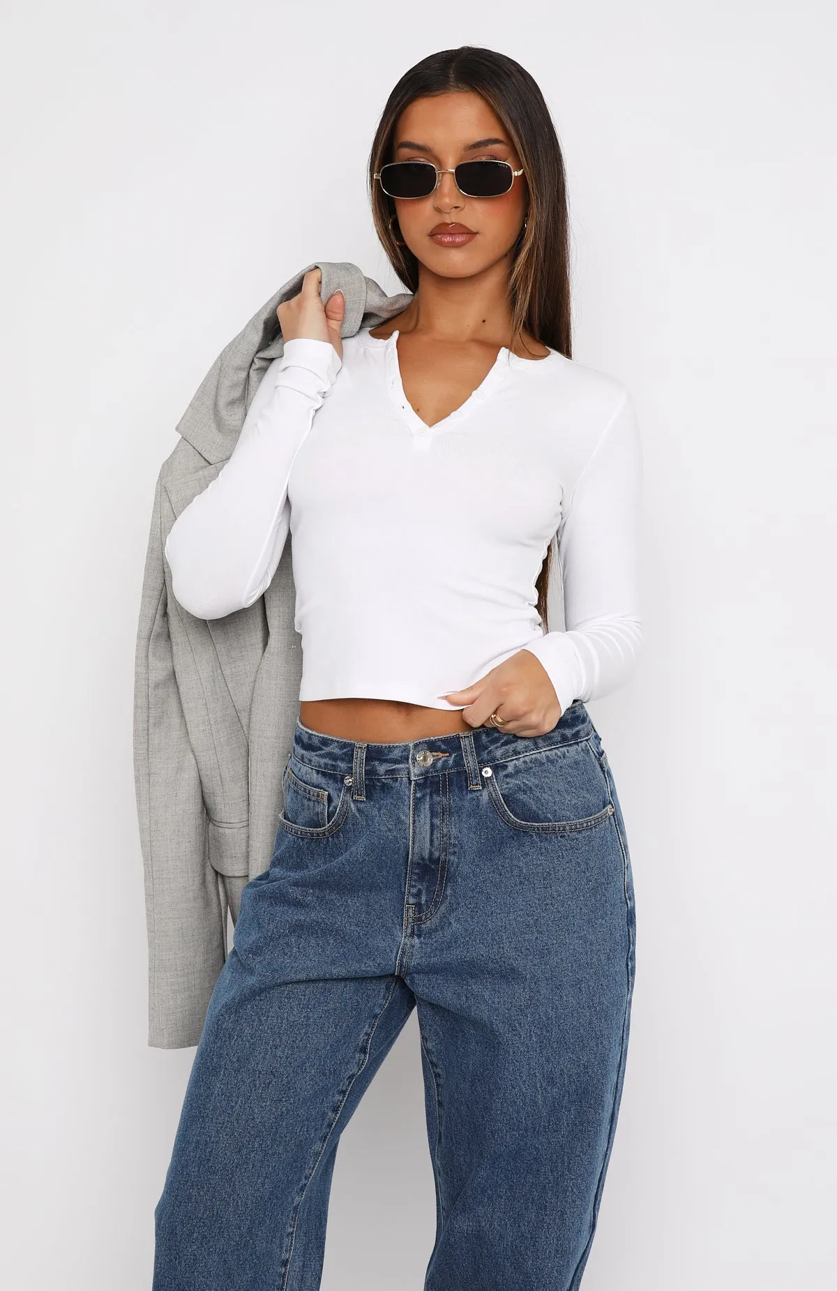 Give Me The Details Long Sleeve Top White sold by White Fox Boutique product image thumbnail 2